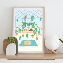 Load image into Gallery viewer, Golden Doodle and House Plants Art Print