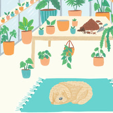 Load image into Gallery viewer, Golden Doodle and House Plants Art Print